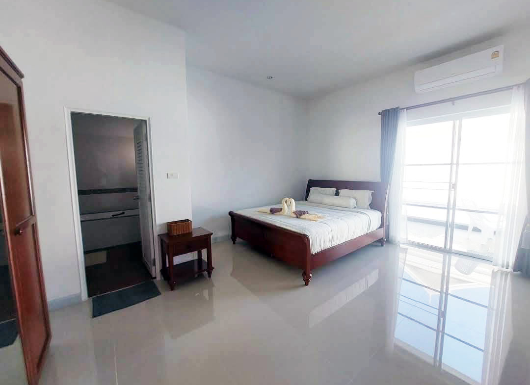 Resort-style 3-bedroom pool villa for rent at CASA COLLINA Hua Hin with 4x15m private swimming pool, garden, and mountain valley views